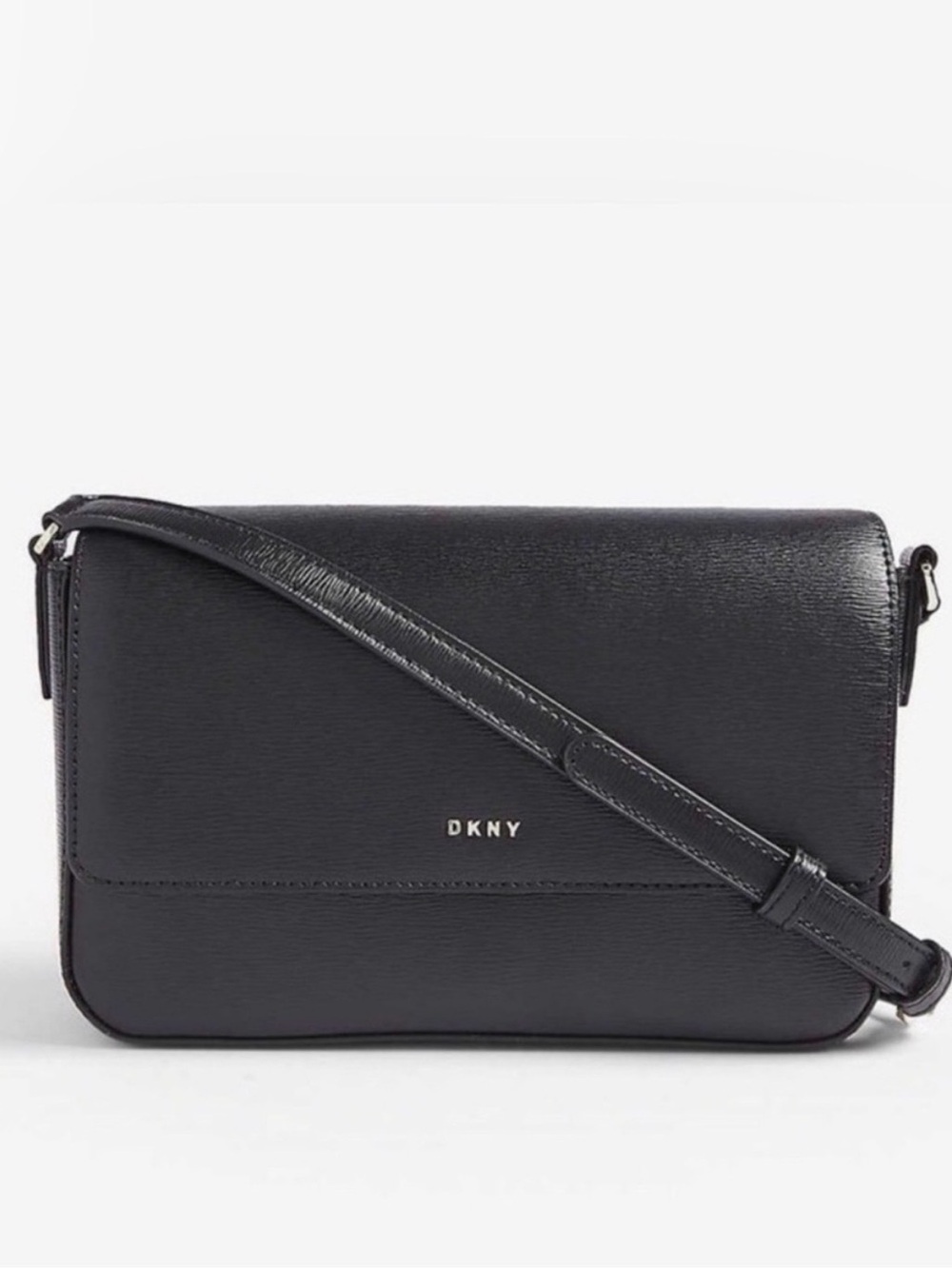 DKNY Black Saffiano Leather Crossbody with Adjustable Strap